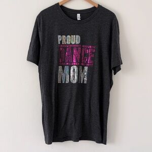 New Proud Dance Mom Bella Canvas Gray Pink Silver Sequin Polyblend T-Shirt XL